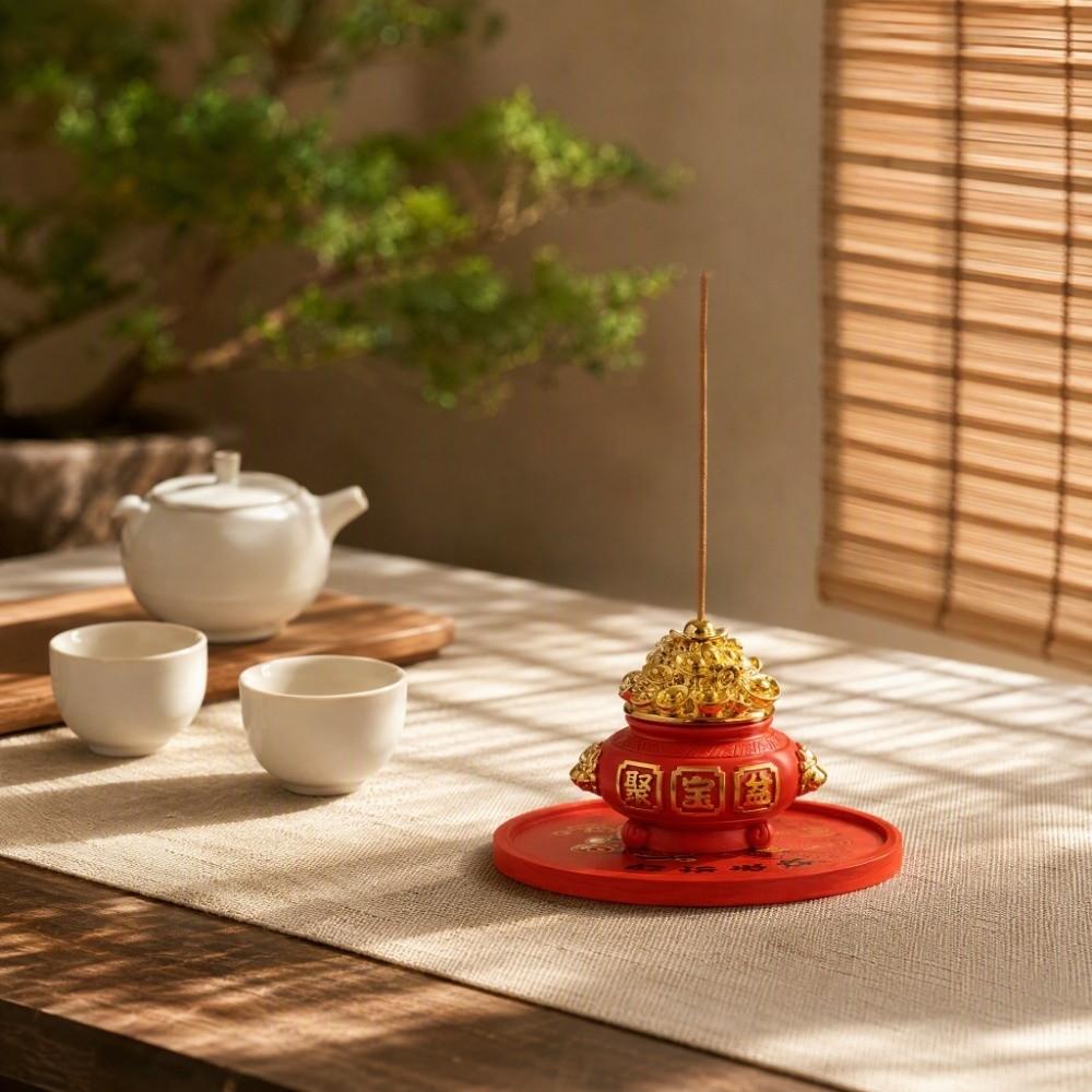 God of Wealth Lucky Treasure Incense Burner Good Lucky Treasure Bowl Censer Holder Zen Space
