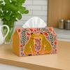 1pc, 2D Flat Printing, Tissue Box Folk Art Tissue Box Cover - Leopard Floral Bright Napkin Holder for Home, Kitchen, And Car Decor | Multi-Functional