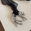 Enamel Drip Oil Leopard Pendant Necklace Vintage Sweater Chain Jewelry  Women