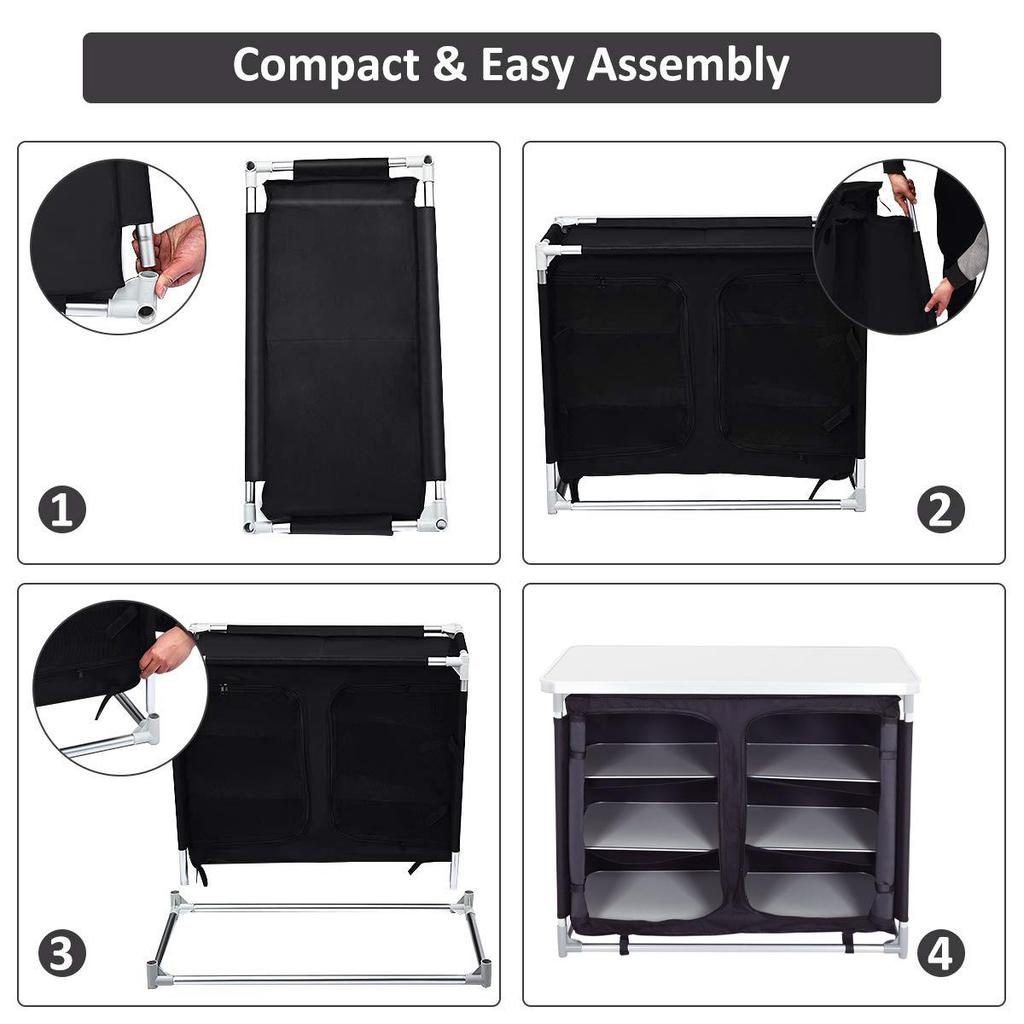 Folding Outdoor Kitchen Cupboard Storage Shelf Table