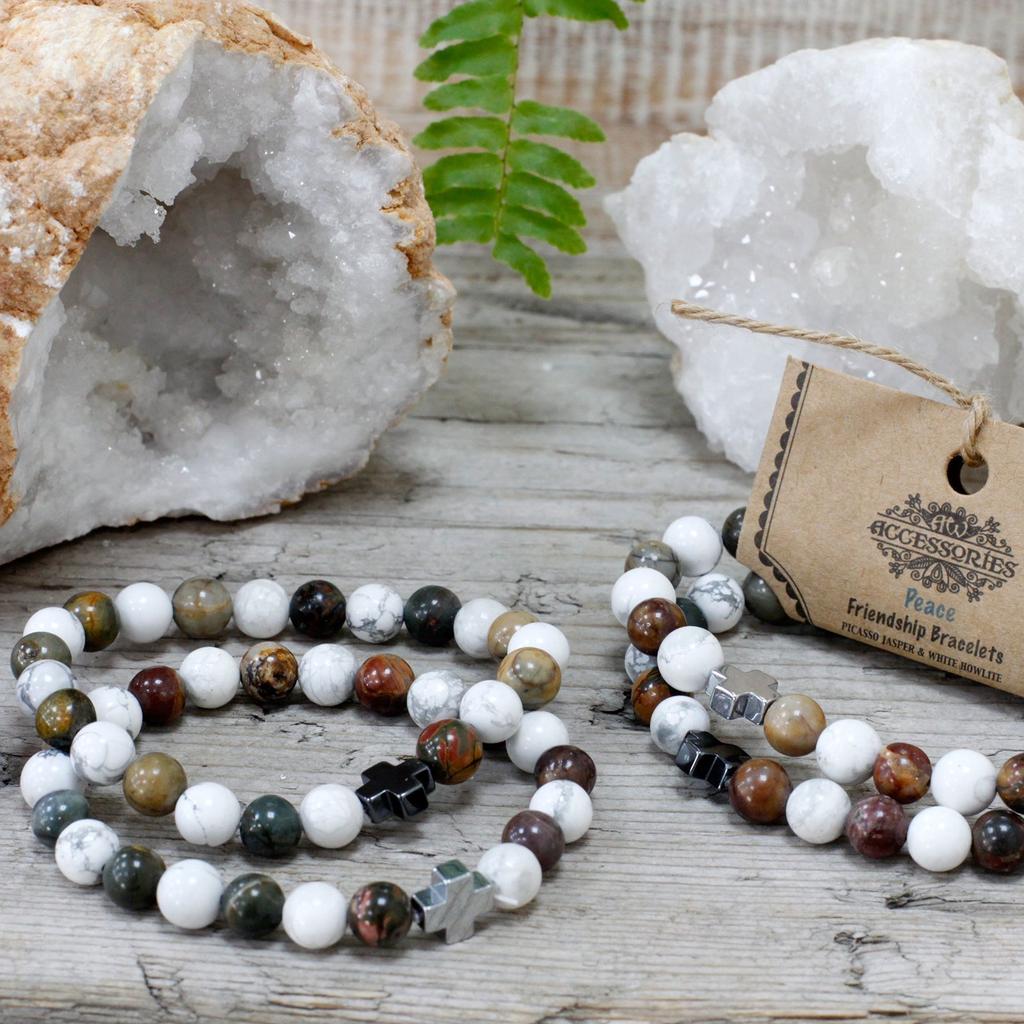 Couple Bracelets Set of 2 Picasso Jasper Howlite
