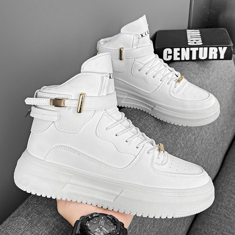 

Новые Трендовые и Модные Мужские Уличные Спортивные Нескользящие Повседневные Высокие Белые Кеды на Осень 44 чёрный