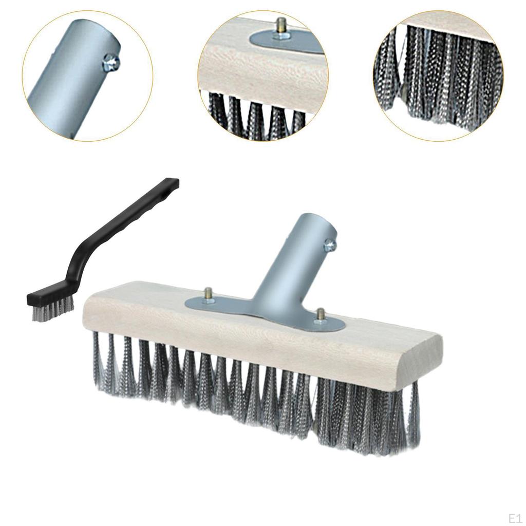 Deck Scrub Brush Head Stainless Steel Wire Rough Multi Purpose Push Broom Scrubber