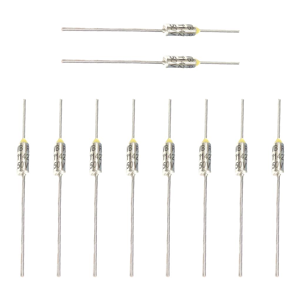 Pack of 10 Metal Thermal Cutoffs Thermal Fuse for Motor Transformer Electric Industrial Metal Shell Thermal Fuse Cutoff