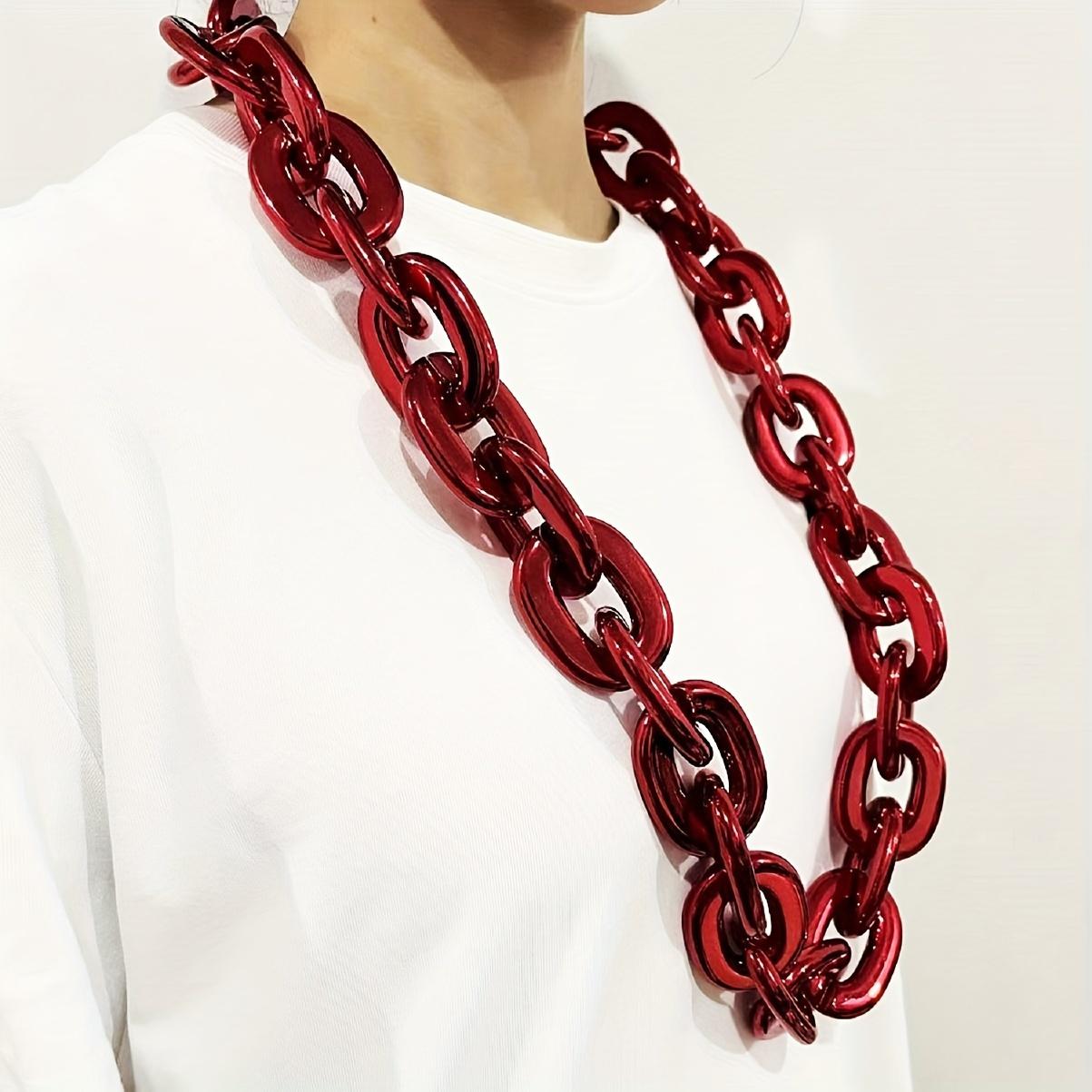 

Золотая толстая цепь ожерелье для мужчин, ожерелье с подвеской в стиле хип-хоп красный