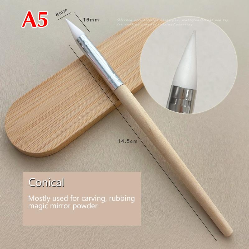 Silicone Wooden Pole Nail Art Pen Brush Uv Gel Polish Tip 3D Image Diy Dotting Polish Brushes Sculpture Pen Diy Manicure Tool