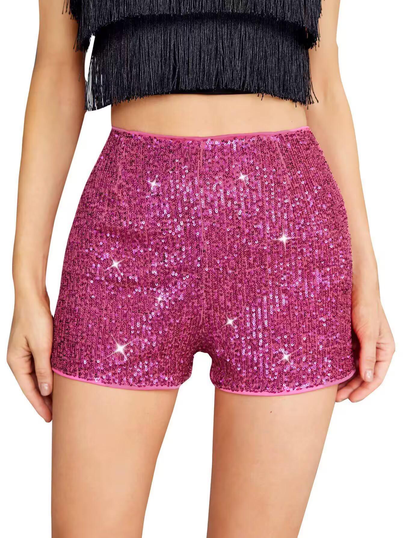 

Sequin Three-Point Slim Fit Booty Shorts - 2025 European & American Spring Fashion Large