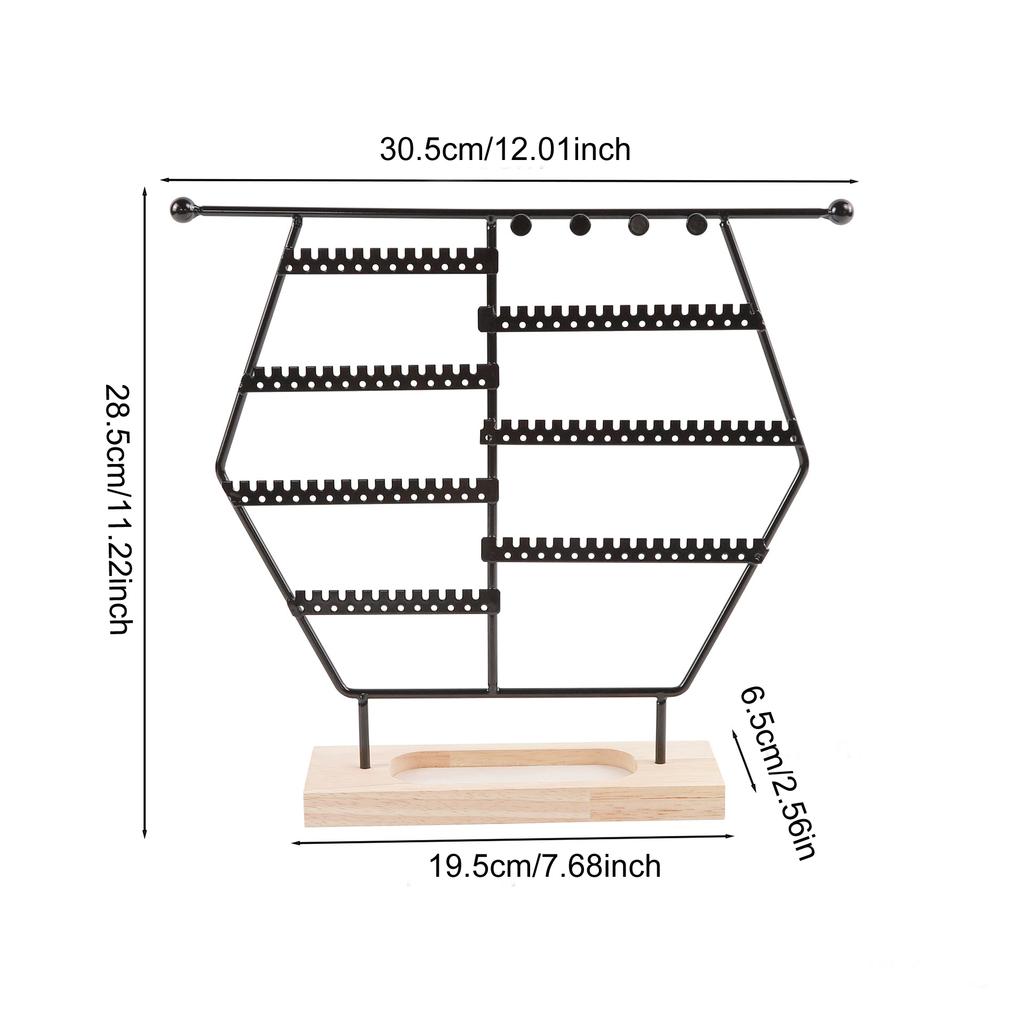 Fashion Metal Hexagonal Jewelry Rack Desktop Pendant Necklace Bracelet Earring Ring Display Storage Stand Counter Showcase Props