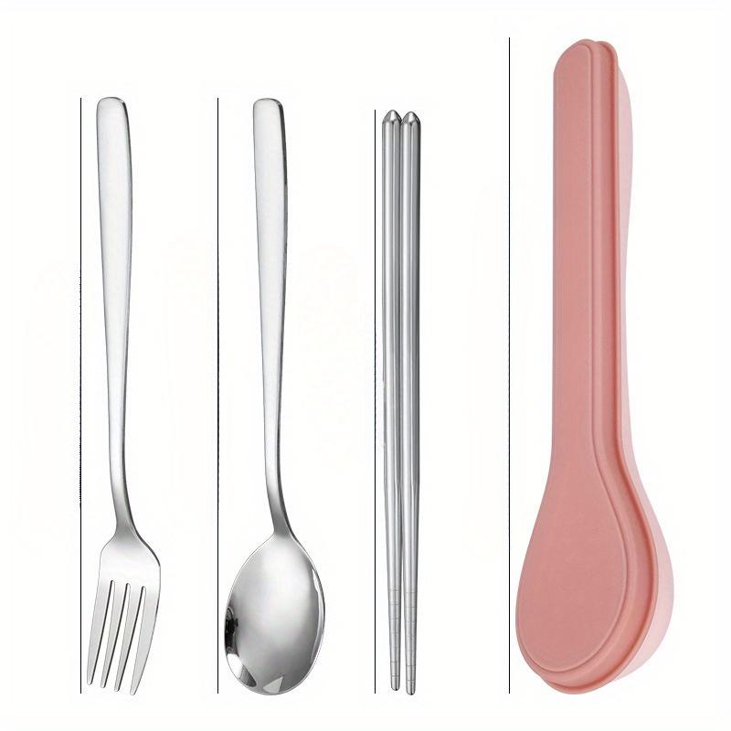 Korean Style Portable Flatware Set with Storage Case Polished Stainless Steel Cutlery Set for Home, School, and Kitchen Dinnerware Use