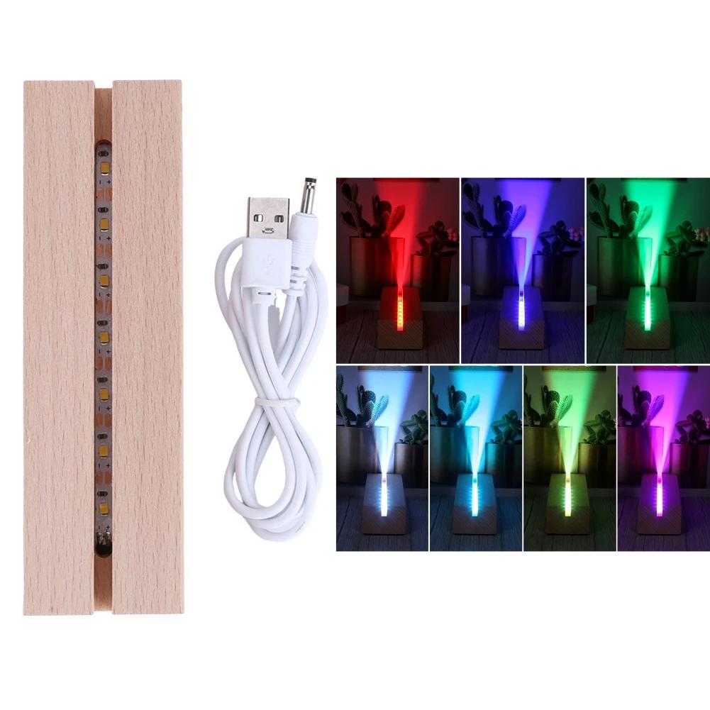 LED Holz Display Basis LED Lampen Rechteck Acryl Lichtplatte Basis USB Lade Lampe Ständer Dekoration für Schlafzimmer Wohnzimmer
