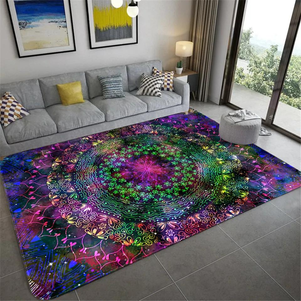 Colorful Star Sky Mandala Carpet for Living Room Gorgeous Floor Mat Girl Rug Floral Bathroom Area Rug Hallway Bedroom Decoration
