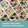 6PCS Cleaning Dishcloths Reusable Kitchen Dish Towels Retro Memphis Style Floral Cloth Absorbent Lint Free Dishcloth Washable Duster Rags Tea Towels