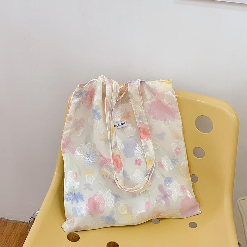 Small fresh floral large-capacity class commuter cloth bag new niche handbag shoulder bag