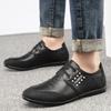 Men's Shoes Hollow Breathable Cowhide Soft Sole Four Seasons Leather Shoes Men's Inner Height Increase Thin White Casual Shoes 2025