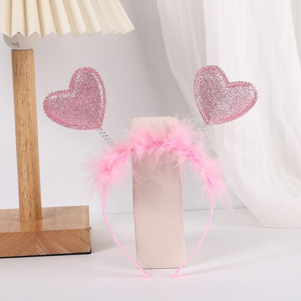 Red Peach Heart Red Love Headband Confetti Hair Hoop Valentines Day Headdress  Couple Gifts