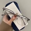 Half Frame Eyebrow Frame Anti-Blue Light Color-Changing Glasses Trendy Sven Frame Color-Changing Myopia Literary And Retro Glasses