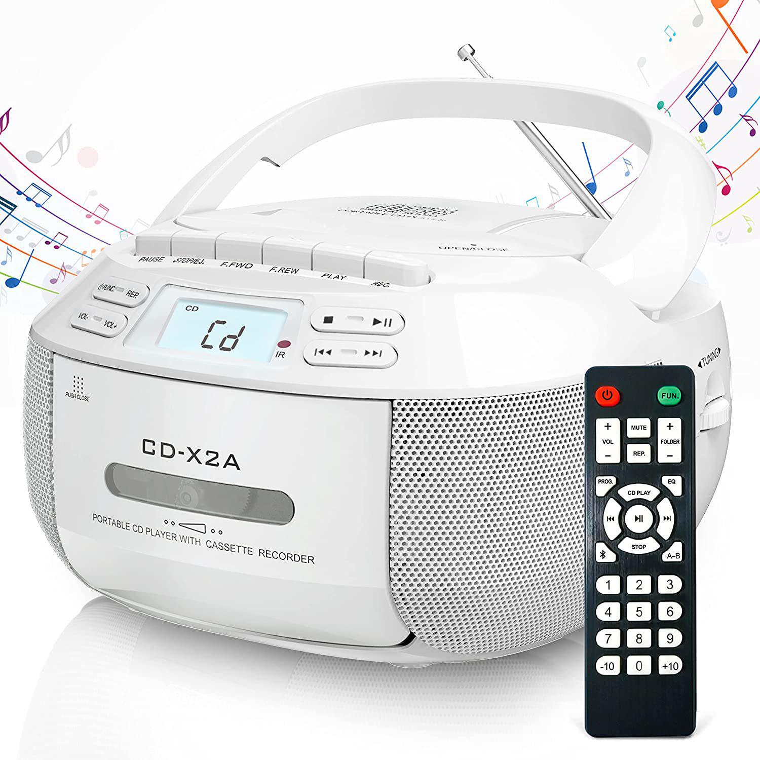 

Портативний багатофункціональний стерео програвач CD-касет з Bluetooth, радіо AM/FM та USB AU 230V білий