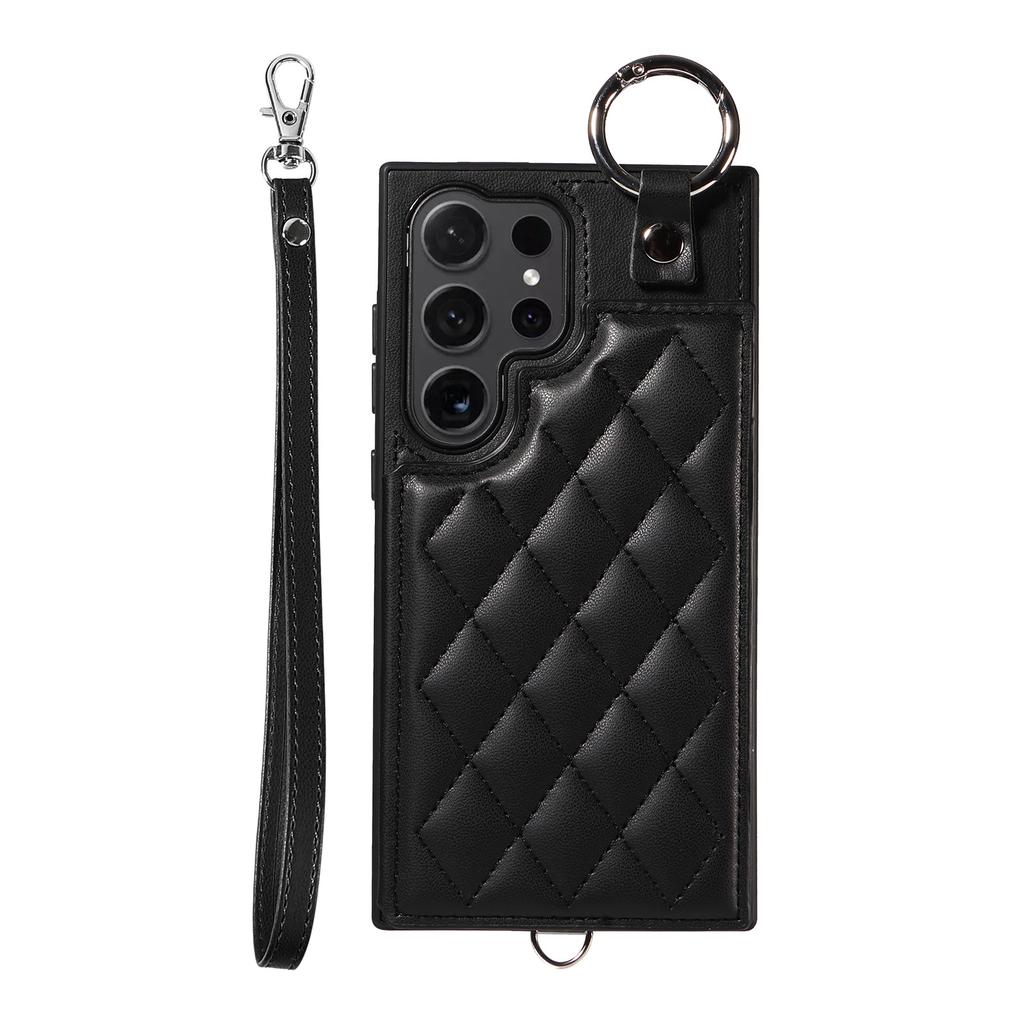 Suitable for Samsung S24 mobile phone case A25 rhombus small fragrant wind card ring bracket portable rope A05S anti-drop
