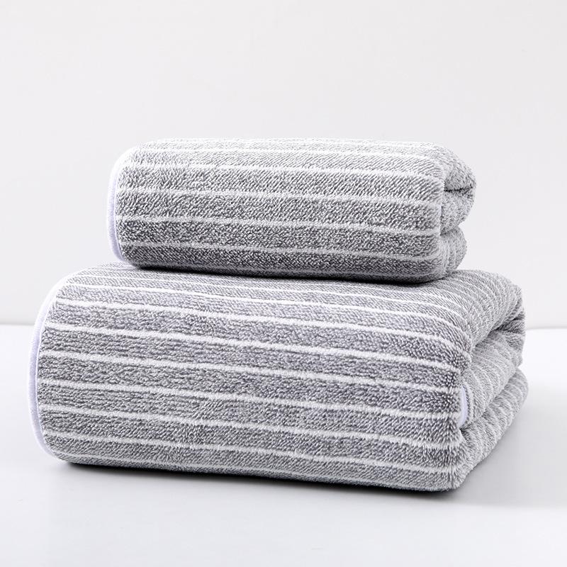 Premium Coral Fleece Bath Towel Set Wide Stripes Print High Absorbency Thick Soft Large Size for Home Bath Spa Gift Set Quick Dry Towel