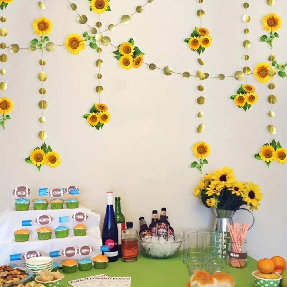 12pcs Paper Sunflower Ceiling Background Hanging Sunflower Garlands  Graduation Party Decoration