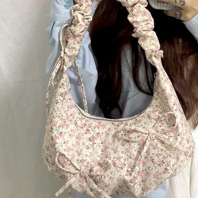 Borsa monospalla, Borsa a sacchetto plissettata con coulisse, Borsa sottospalla in stile casual per donna