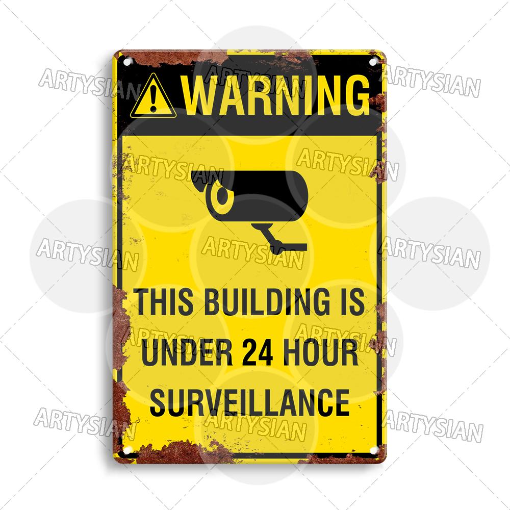 Surveillance Warning CCTV Camera Metal Sign Video Monitoring Alert Plaque Crime Prevention Facility Shop Security Poster