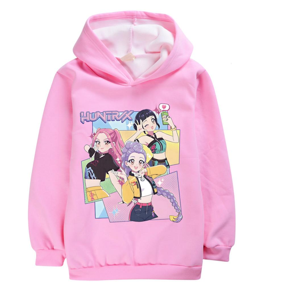 4975 Kids Girls Kpop Rumi Zoey Mira Print Casual Long Sleeves Thick Velvet Warm Hoodie