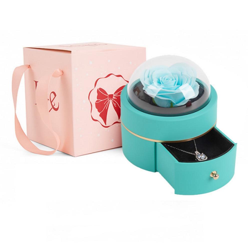 Scatola per Gioielli Regalo Sferica Scatola per Collana Anello Scatola per Gioielli Rosa Eterna Conservata Per Regali Compleanno Per