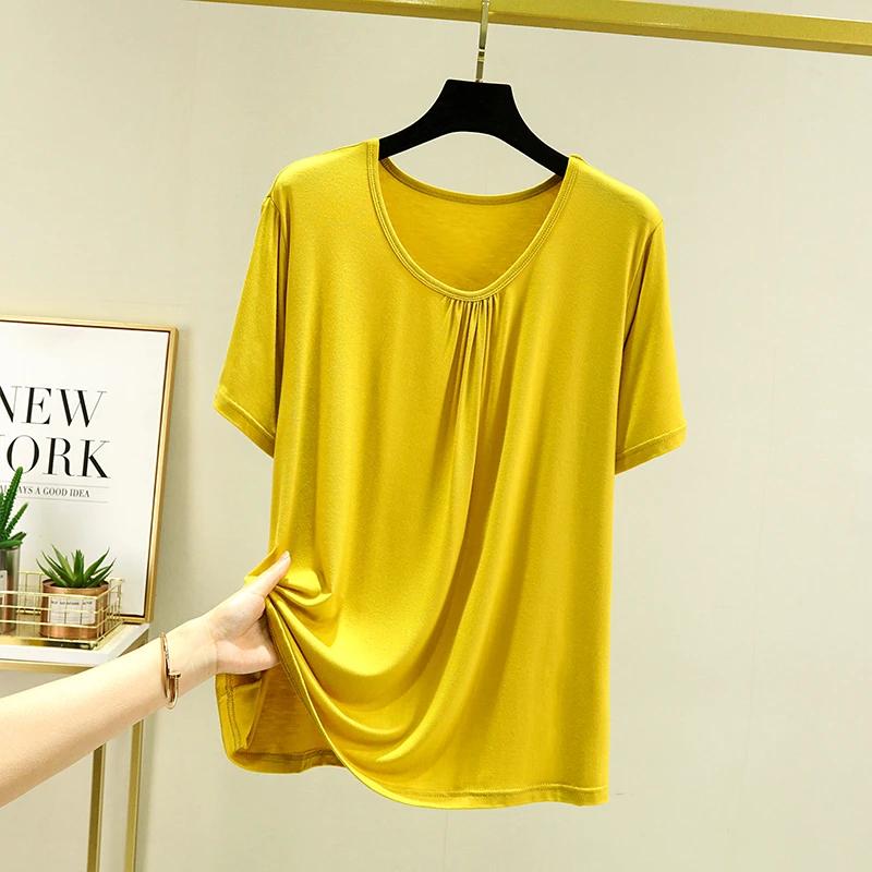T-shirt Women Summer Casual Large Size Loose Round Neck Pullover Short-sleeved Tops