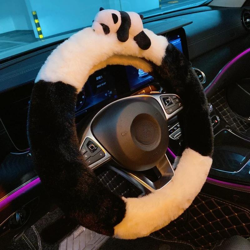 

Soft and Fluffy Otter Rabbit Plush Steering Wheel Cover, Pack of 1, Fits 13.4‘-15.75’ Steering Wheel Covers Cute Car Accessories