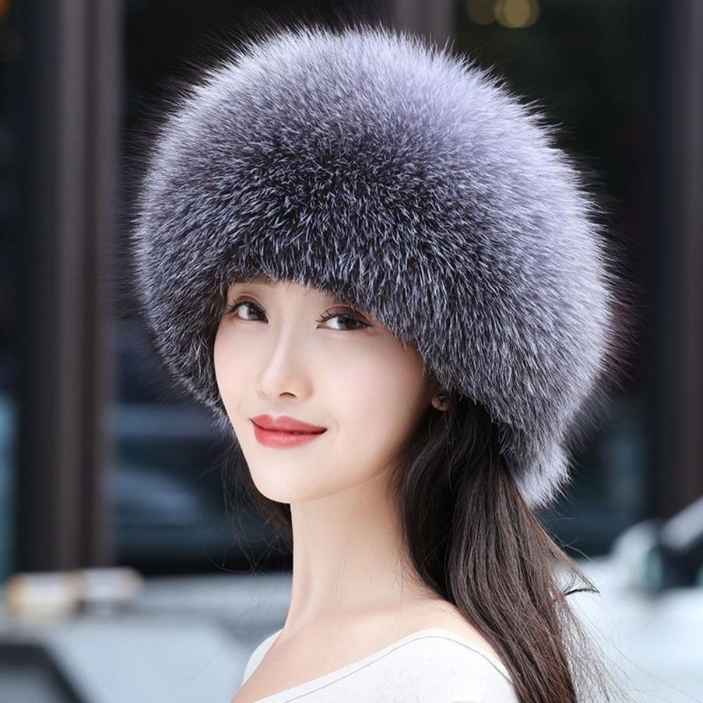 Fur Fox Hair Hat Female Winter Mother Style Thickened Warm Fox Hair Snow Hat Rex Rabbit Mink Hair Basin Hat