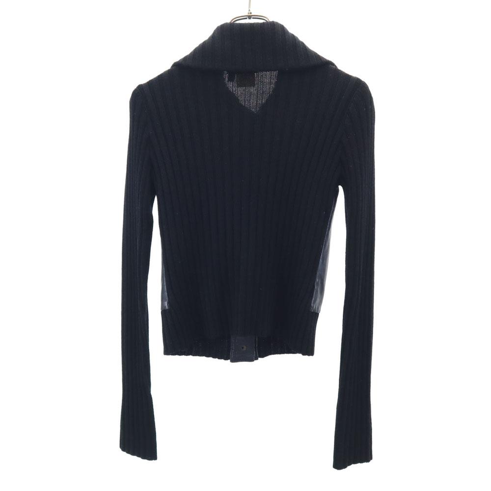 BCBGMAXAZRIA Wool Blend Knit Switching Sheepskin Leather Jacket S Black Women Used