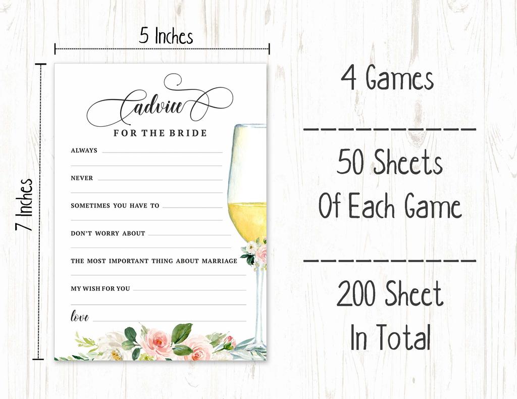 Inkdotpot Bachelorette Party Games Set Bundle Of 4(50 Sheets Each) W Miss To Mrs Gold Banner Floral Brunch & Bubbly Fun Bridal Shower Games