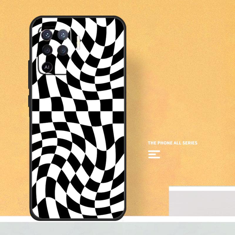 Crazy Checkered Case For Oppo A74 A94 A54 A15 A17 A57 A6 A5 Pro A16 A76 A96 A40 A60 A80 A18 A38 A58 A78 A98