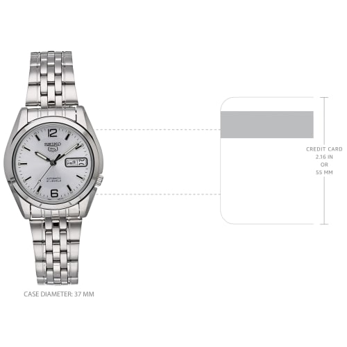 SEIKO 5 [Authentic] Overseas Seiko Five Automatic Watch, See-Through Back, Silver Dial, Metal Band, SNK385KC, Men's