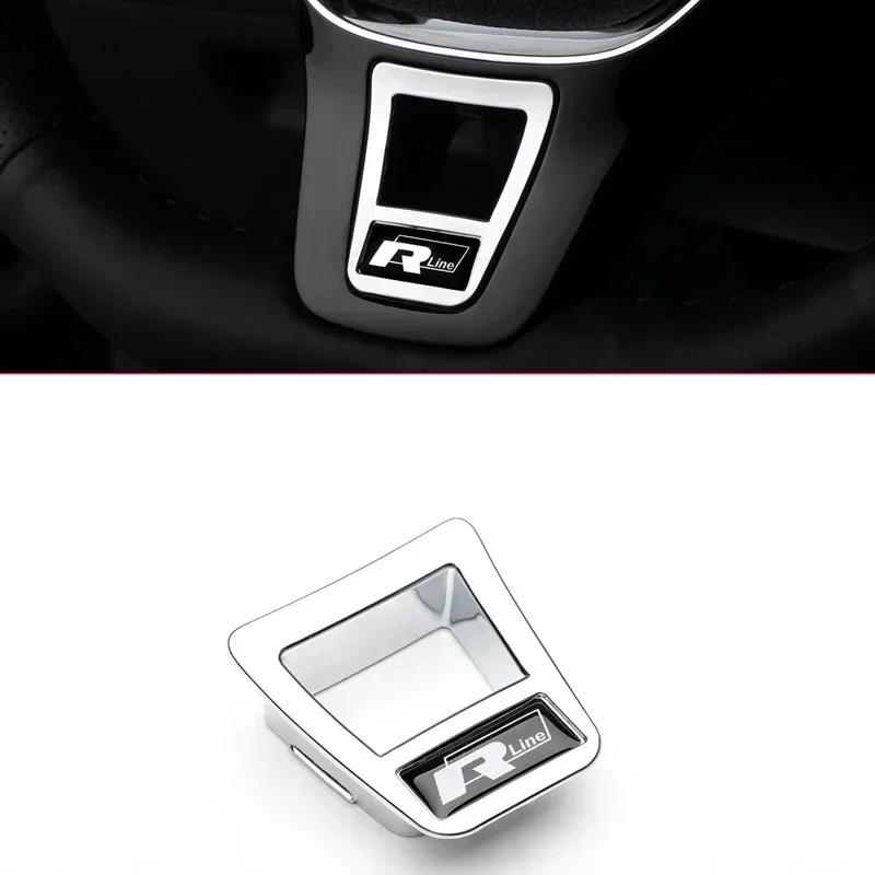 Hijk1 1Pcs ABS Car Steering Wheel Trim Stickers R Logo Accessories For VW Tiguan Arteon Taigo Caddy Sharan Beetle CC Amarok Transporte