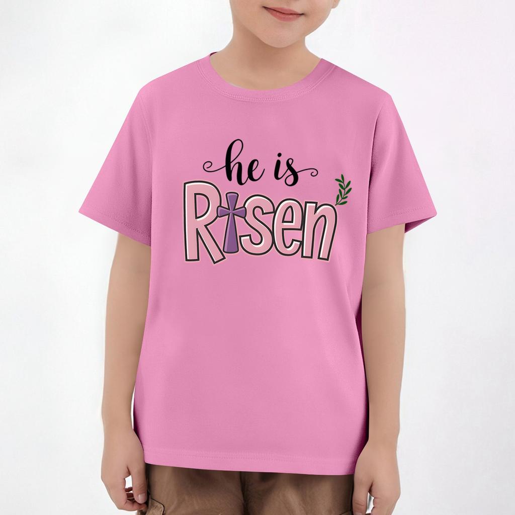 Easter Children's Neck Short Sleeve Print Top