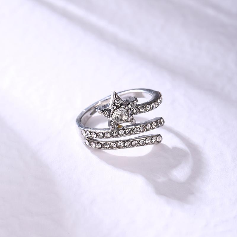 

Мода Натуральный Белый Кристалл Циркон Звезда Открытие Регулируемое Женское Кольцо Для Женских Кольца Группа Рождественская Вечеринка Ювелирные Изделия