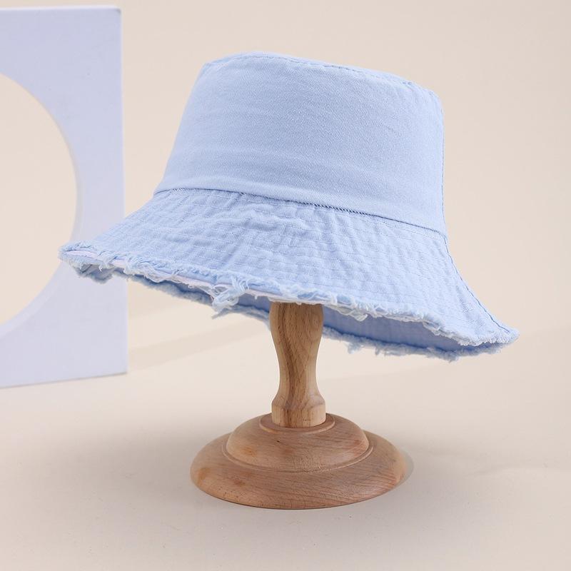 Women's Vintage Wide Brim Bucket Hat Colorful Washed Casual Bob Femme Solid Flat Top for Outdoor Street Dance Hip Hop