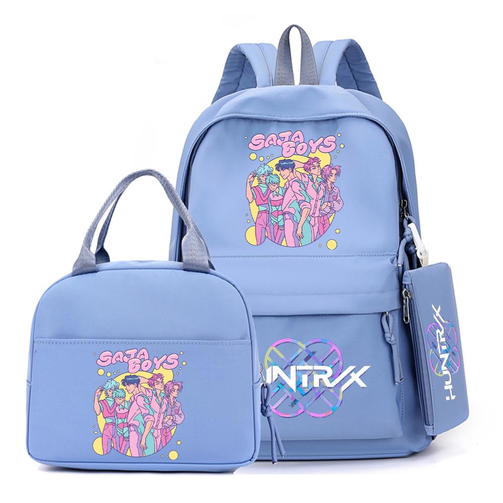 4Pcs/set Cartoon K-Pop Printed Backpack with Handbag Pencil Case for Teenager Student Boy Girl Schoolbag Bookbag Large Capacity Travel Bag Kid Gift