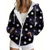 Women's 3D Print Fashion Casual Zip‑Up Hoodie