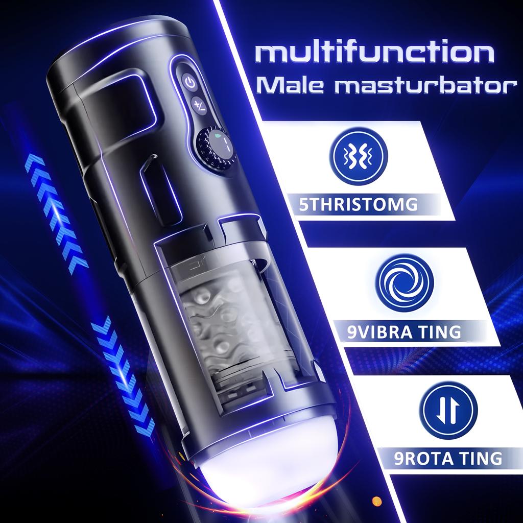 Automatic Telescopic Male Masturbator 9 Thrusting Rotating Modes Pocket Pussy Blowjob Sex Machine Penis Pump Piston Mastubator