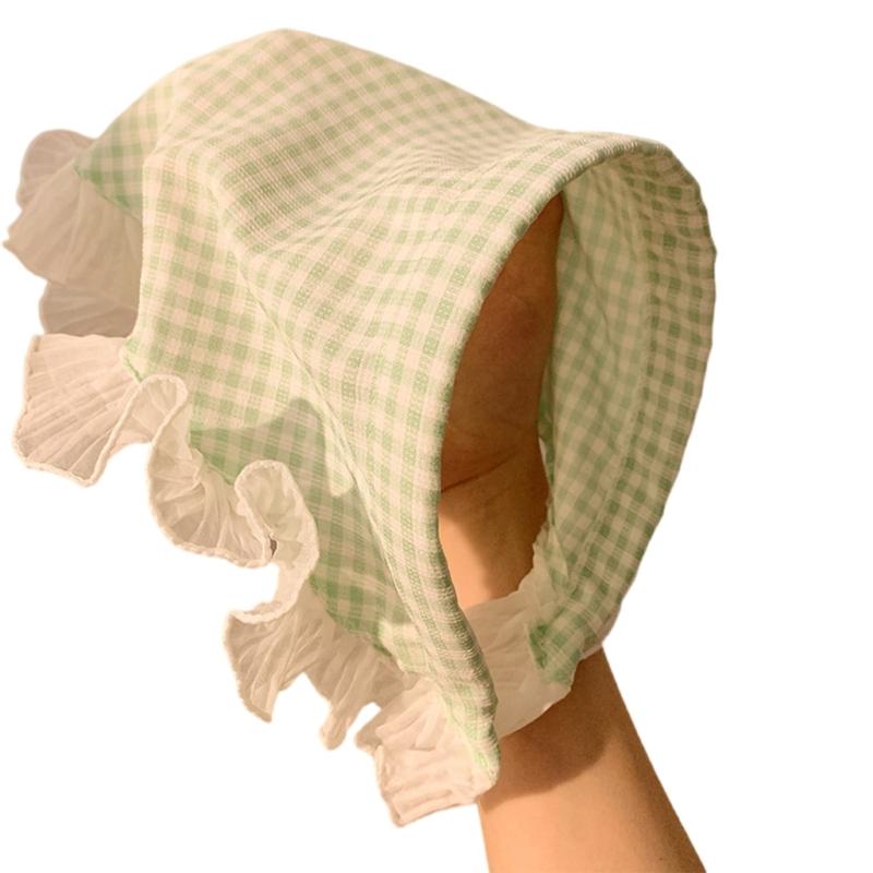 

Функциональная клетчатая повязка на голову, треугольный платок, практичная и мягкая бандана, повязка на голову, аксессуар для волос для женщин зелёный