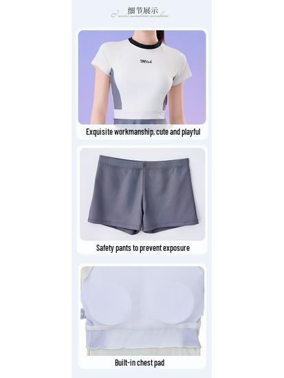 Women's Quick-Dry Pleated A-line Skirt Swimsuit Two-Piece Shorts - Conservative High-End Beachwear