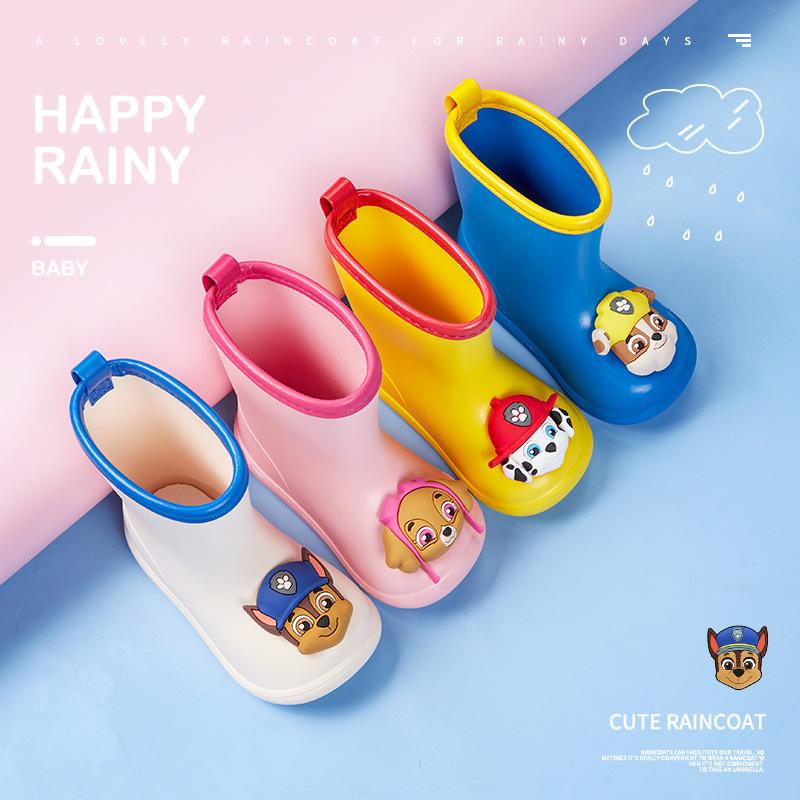 Paw Patrol Rain Boots for Boys and Girls, Waterproof, Non-Slip, Wear-Resistant, Children's Silicone Rain Shoes, Fashionable Mid-Calf Water Shoes 20.0c