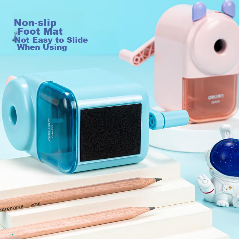 Large-Aperture Hand-Crank Pencil Sharpener for Students, Thick Pencil Barrel, 12mm Large Triangular Pencil Sharpener, Exam Stationery, Back to, Blue