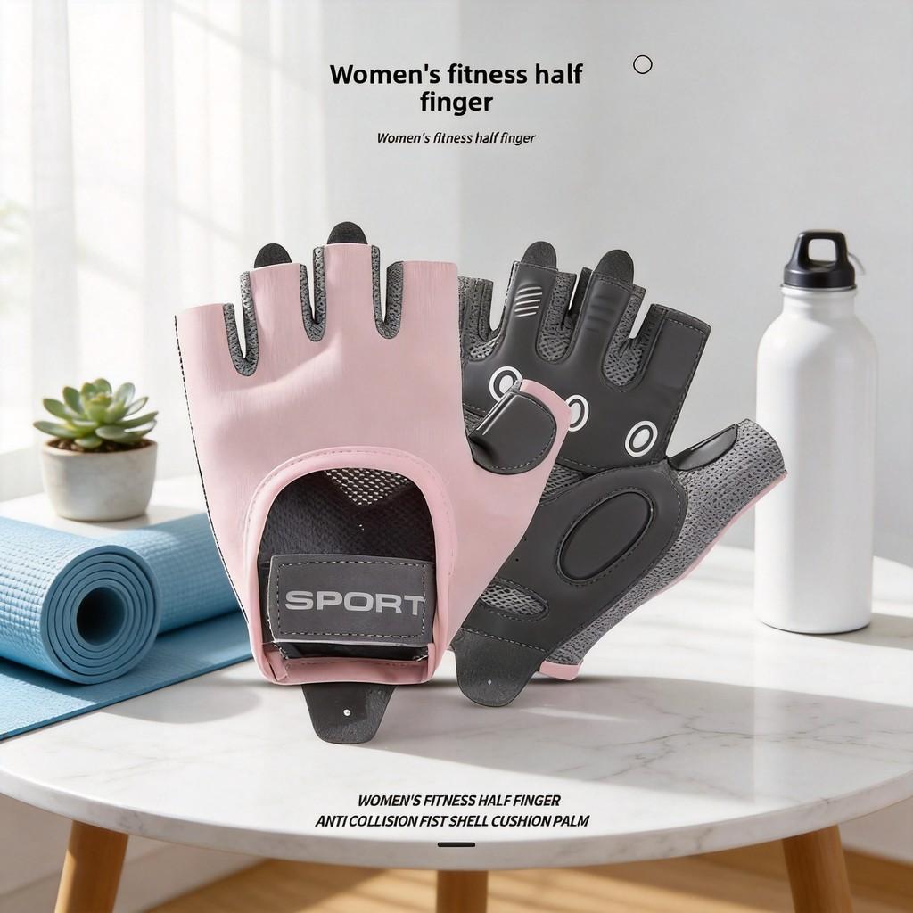 Breathable Nylon Half Finger Workout Gloves With Shock Absorption For Fitness And Cycling