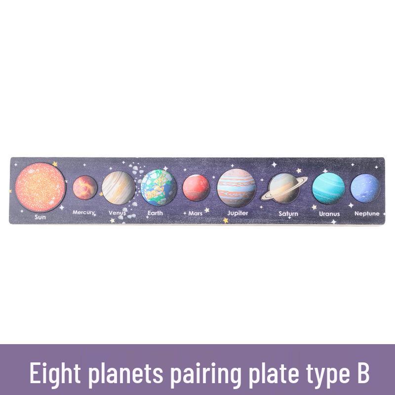 Cross-border Wooden Solar System Puzzle: Educational Planet Earth Matching Board Game for Children