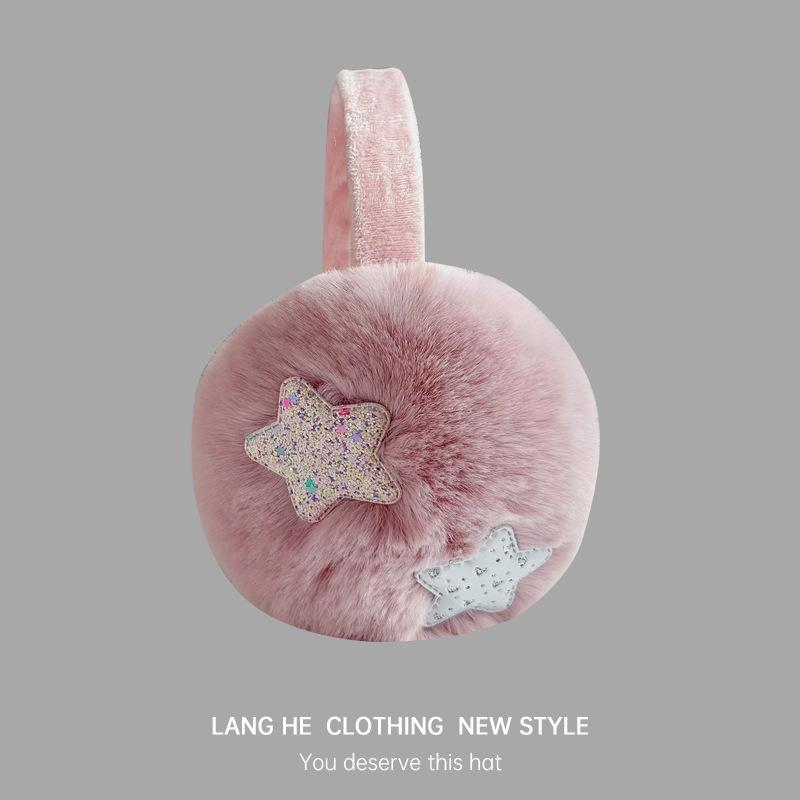 Pluszowe Ciepłe Nauszniki Damskie Słodkie Nauszniki Zimowa Ochrona Uszu Zimoodporne Zimowe Jednokolorowe Ocieplacze na Uszy Składane Jesienno-Zimowa Torba na Uszy Duże