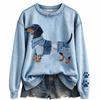 Felpa girocollo da donna con stampa animalier, vestibilità larga, pullover casual